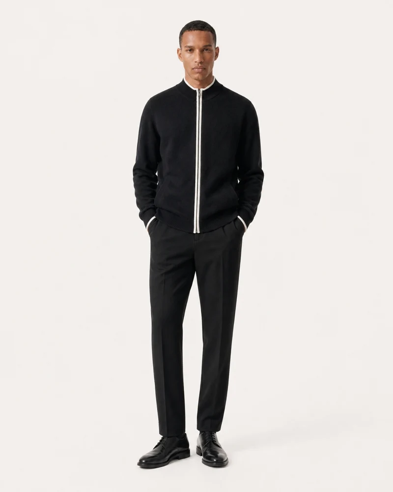 London Cashmere Full-Zip Cardigan Jacket