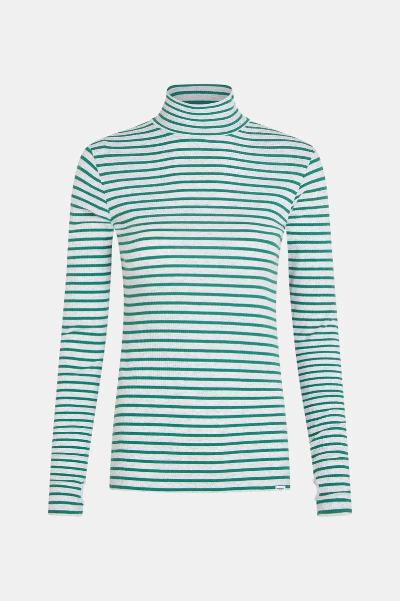 W25F1761LTD-M Longsleeve melange stripe grey mel./green