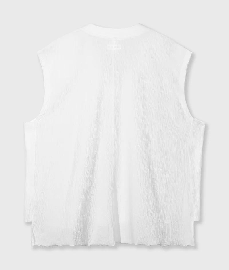 v-neck crinkle top ecru
