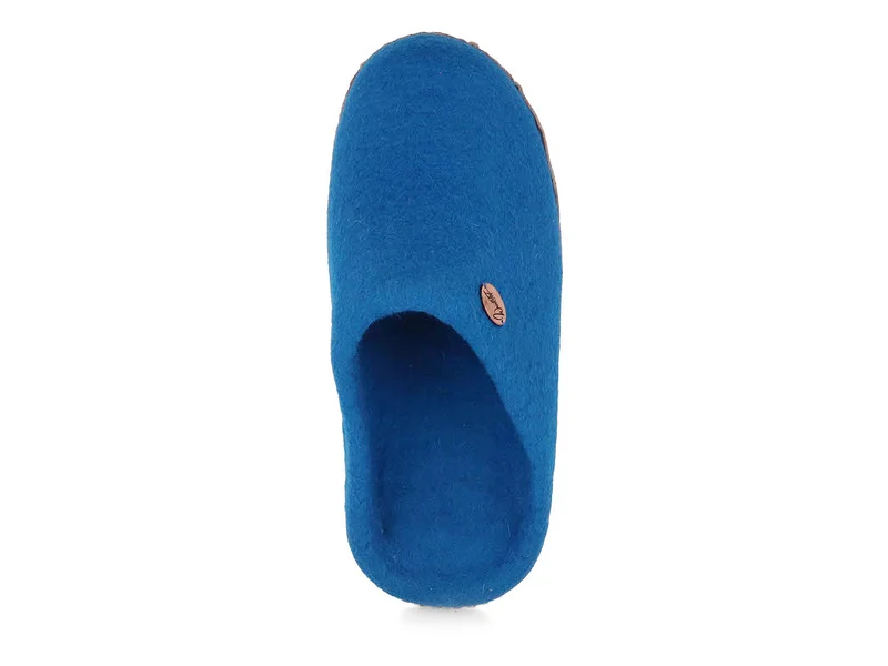 Offene Filzpantoffeln ohne Fersenrand Tibet, blau
