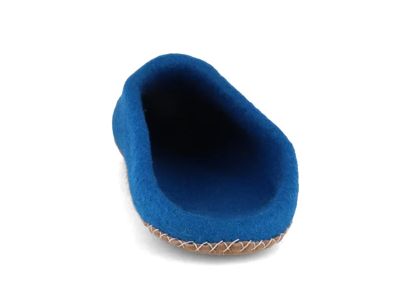 Offene Filzpantoffeln ohne Fersenrand Tibet, blau