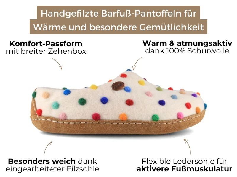 Barfuß-Hausschuh Footprint, gepunktet