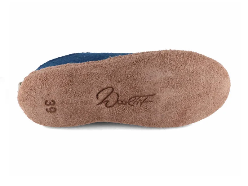 Tundra leichte Filzpantoffeln aus 100% Wolle, blau
