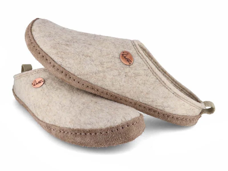 Tundra leichte Filzpantoffeln aus 100% Wolle, beige