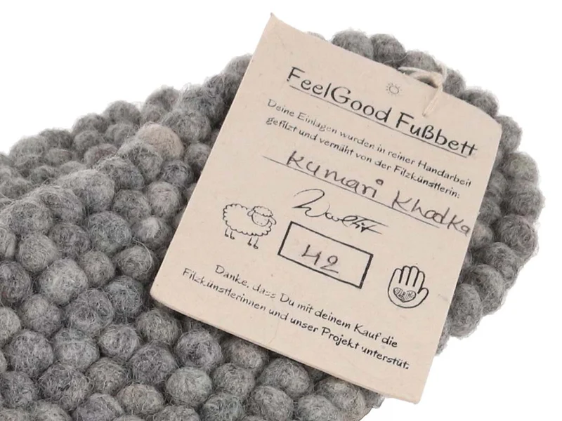 FeelGood Fußbett Filzkugel-Einlegesohlen, steingrau