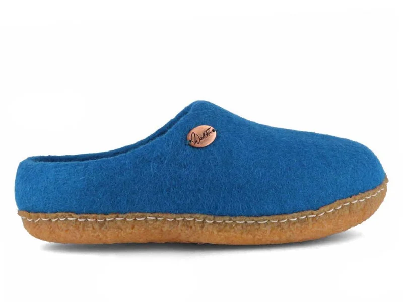 Barfuß-Hausschuh Footprint mit Naturgummisohle, blau