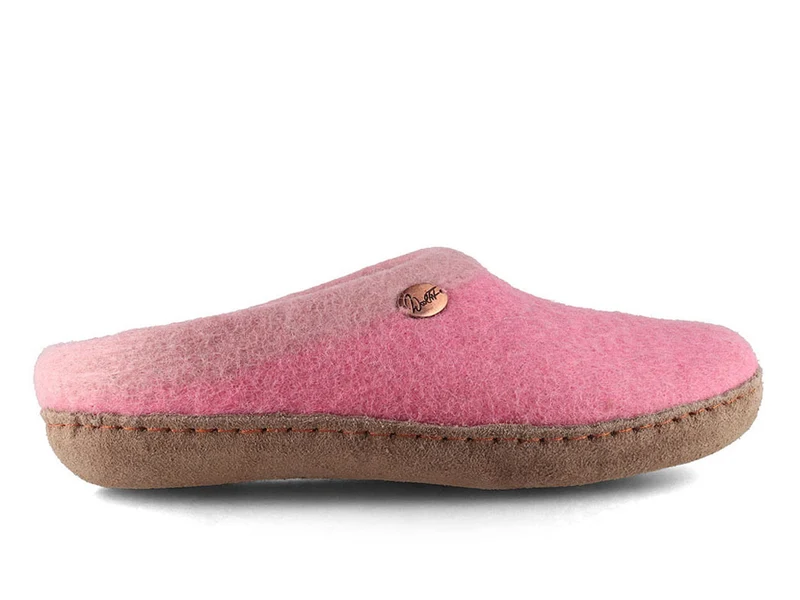 Sherpa Filzpantoffeln mit Fußbett & Ledersohle, rosa