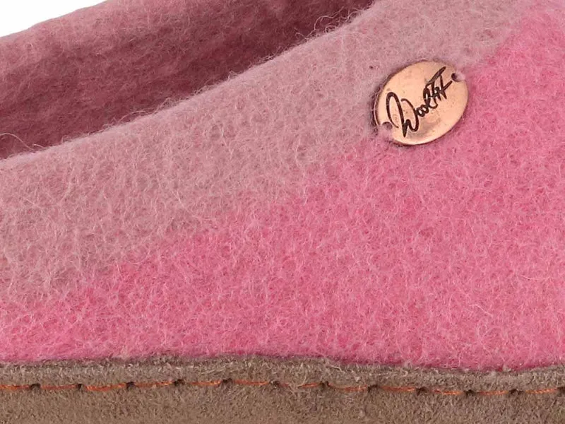 Sherpa Filzpantoffeln mit Fußbett & Ledersohle, rosa