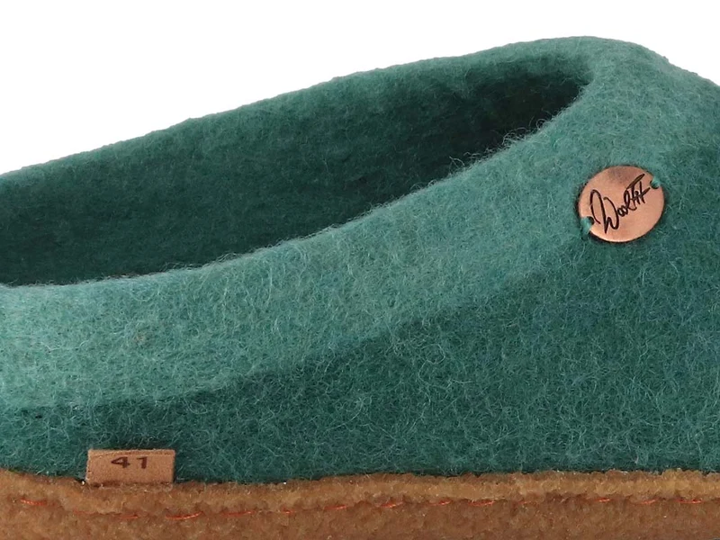 Sherpa Filzpantoffeln mit Fußbett & Naturgummisohle, grün