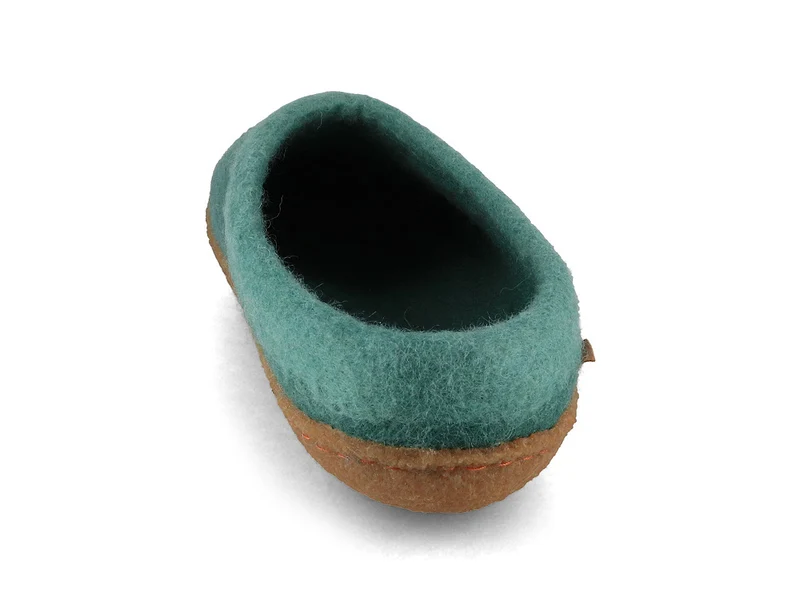 Sherpa Filzpantoffeln mit Fußbett & Naturgummisohle, grün