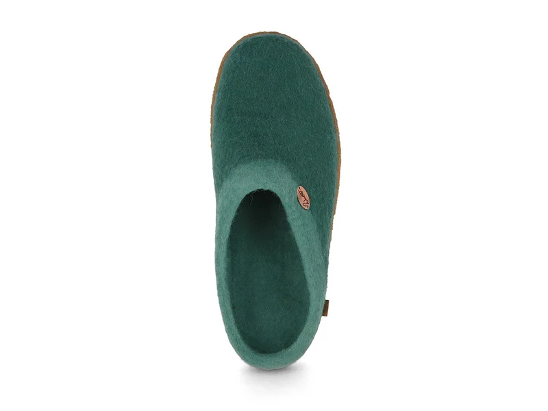 Sherpa Filzpantoffeln mit Fußbett & Naturgummisohle, grün