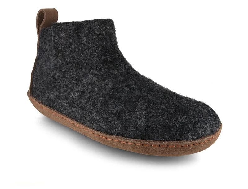 Hüttenschuhe mit Ledersohle Yeti, graphit