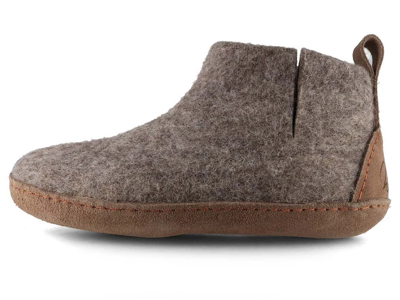 Hüttenschuhe mit Ledersohle Yeti, steingrau
