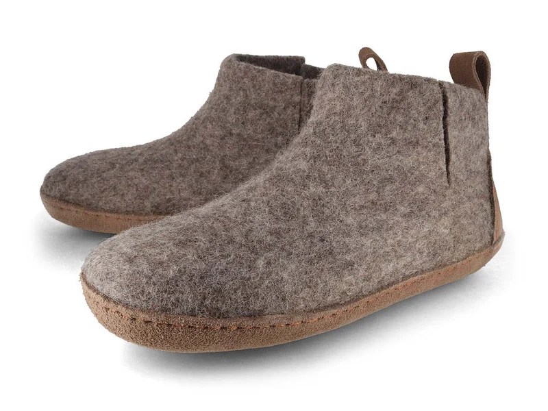 Hüttenschuhe mit Ledersohle Yeti, steingrau