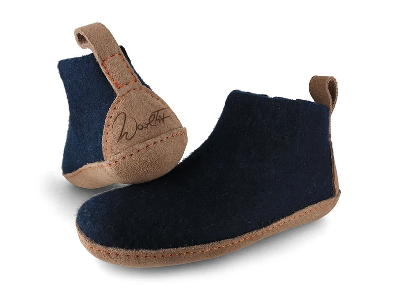 Hüttenschuhe mit Ledersohle Yeti, blau