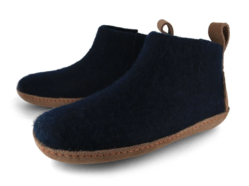 Hüttenschuhe mit Ledersohle Yeti, blau