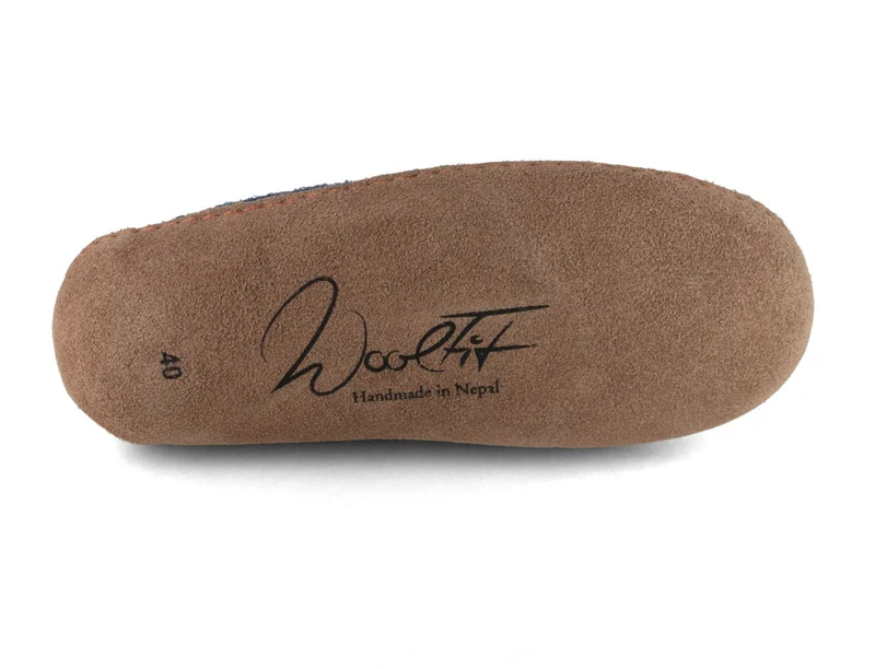 Hüttenschuhe mit Ledersohle Yeti, blau