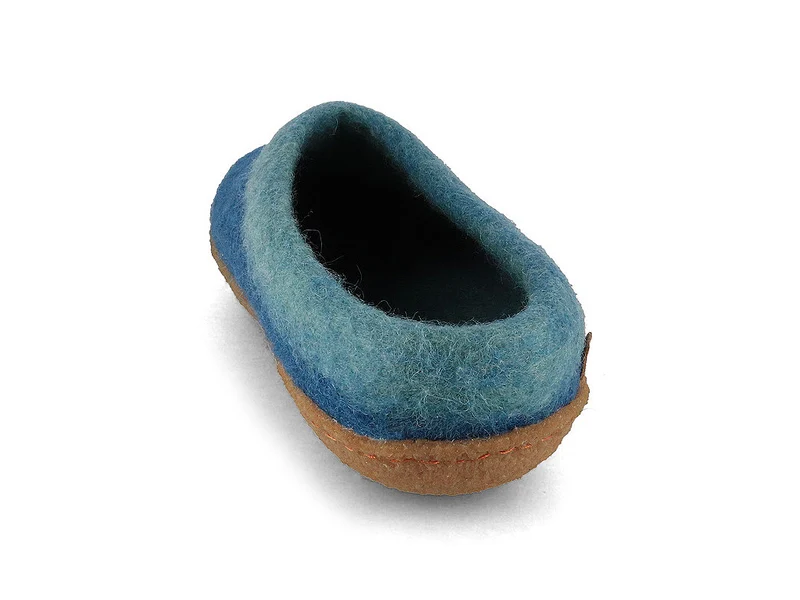 Sherpa Filzpantoffeln mit Fußbett & Naturgummisohle, blau