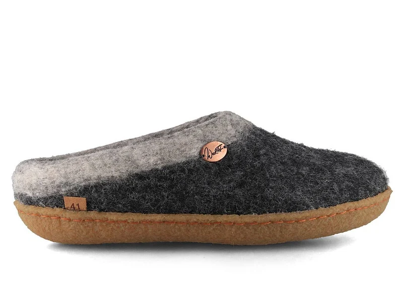Sherpa Filzpantoffeln mit Fußbett & Naturgummisohle, grau