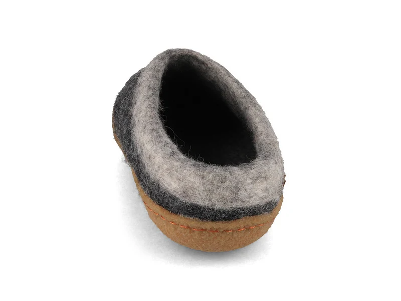 Sherpa Filzpantoffeln mit Fußbett & Naturgummisohle, grau