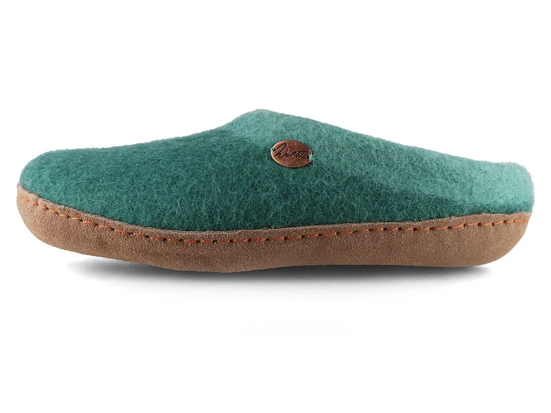 Sherpa Filzpantoffeln mit Fußbett & Ledersohle, grün