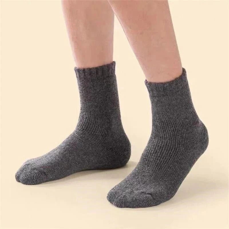 3 Paar Herren-Wintersocken aus Merinowolle – Superdicke Damen-Socken aus Merinowolle mit Herzmuster und Schlaufen