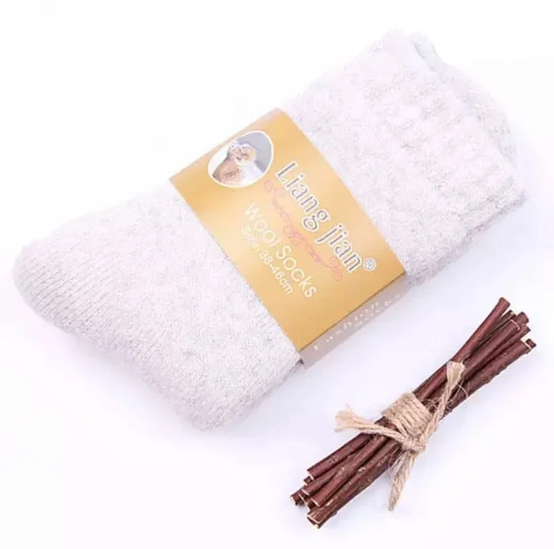 3 Paar Herren-Wintersocken aus Merinowolle – Superdicke Damen-Socken aus Merinowolle mit Herzmuster und Schlaufen