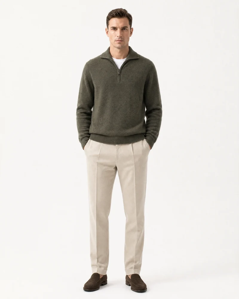 St Moritz Half-Zip Cashmere Knit Pullover