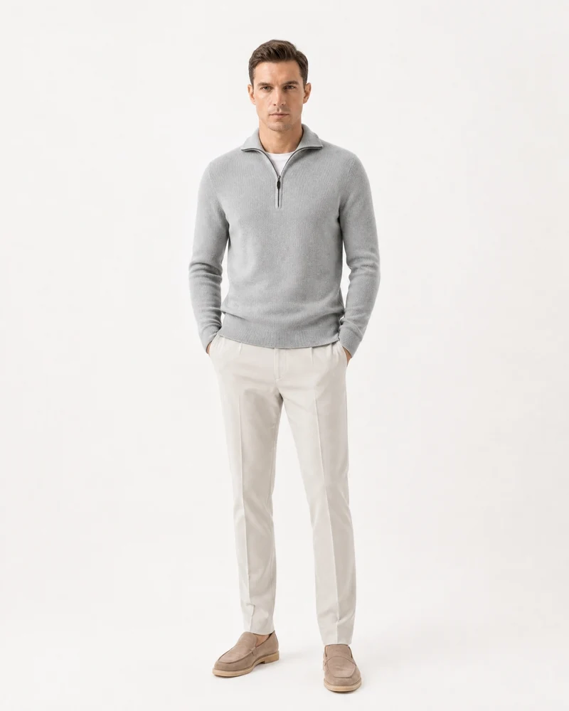 St Moritz Half-Zip Cashmere Knit Pullover