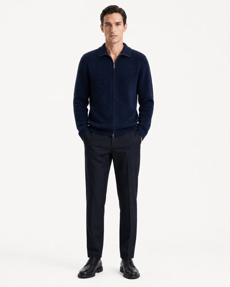 New York Thick Ribbed Cashmere Zip Sweater