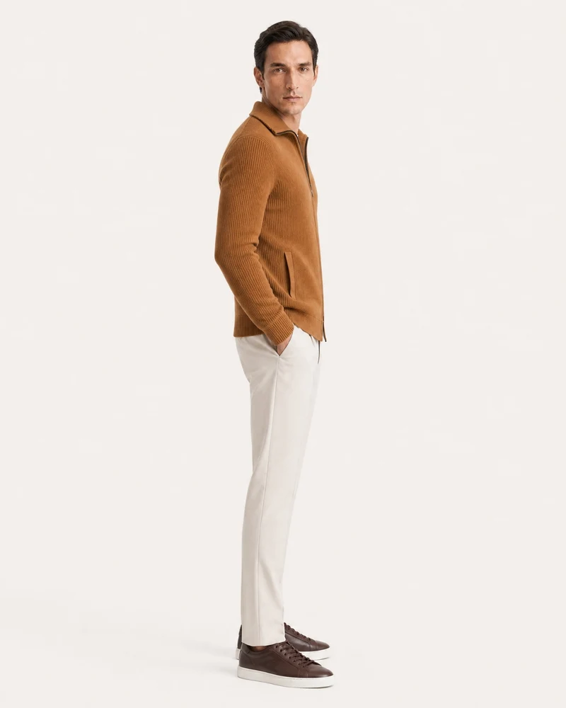 New York Thick Ribbed Cashmere Zip Sweater