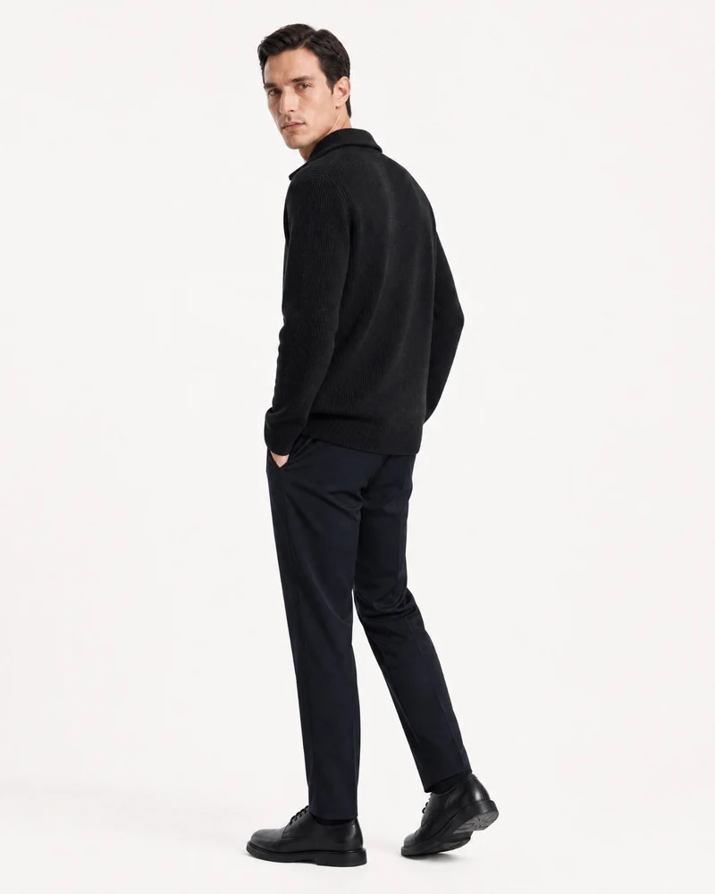 New York Thick Ribbed Cashmere Zip Sweater