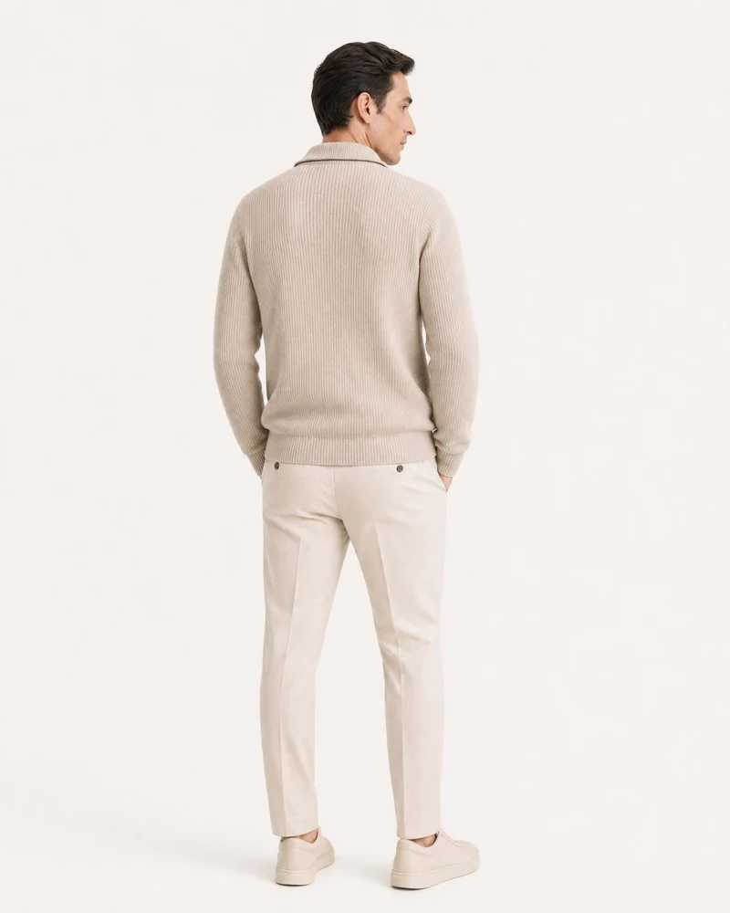 New York Thick Ribbed Cashmere Zip Sweater