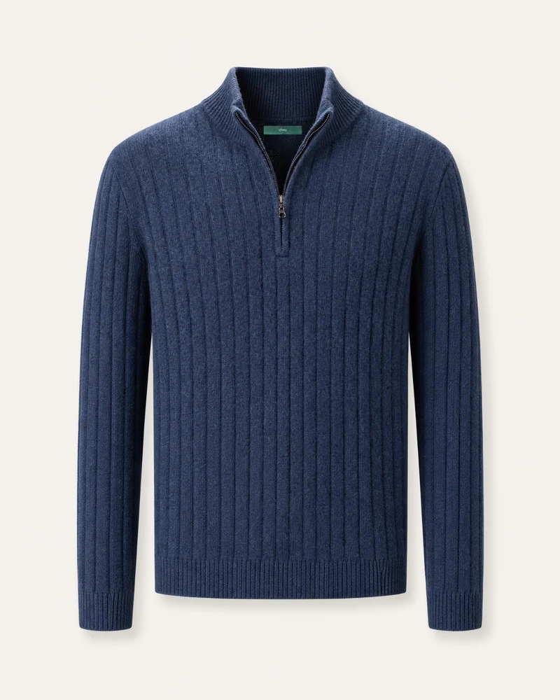 Cashmere Half-Zip Thick Cable Knit Knitwear