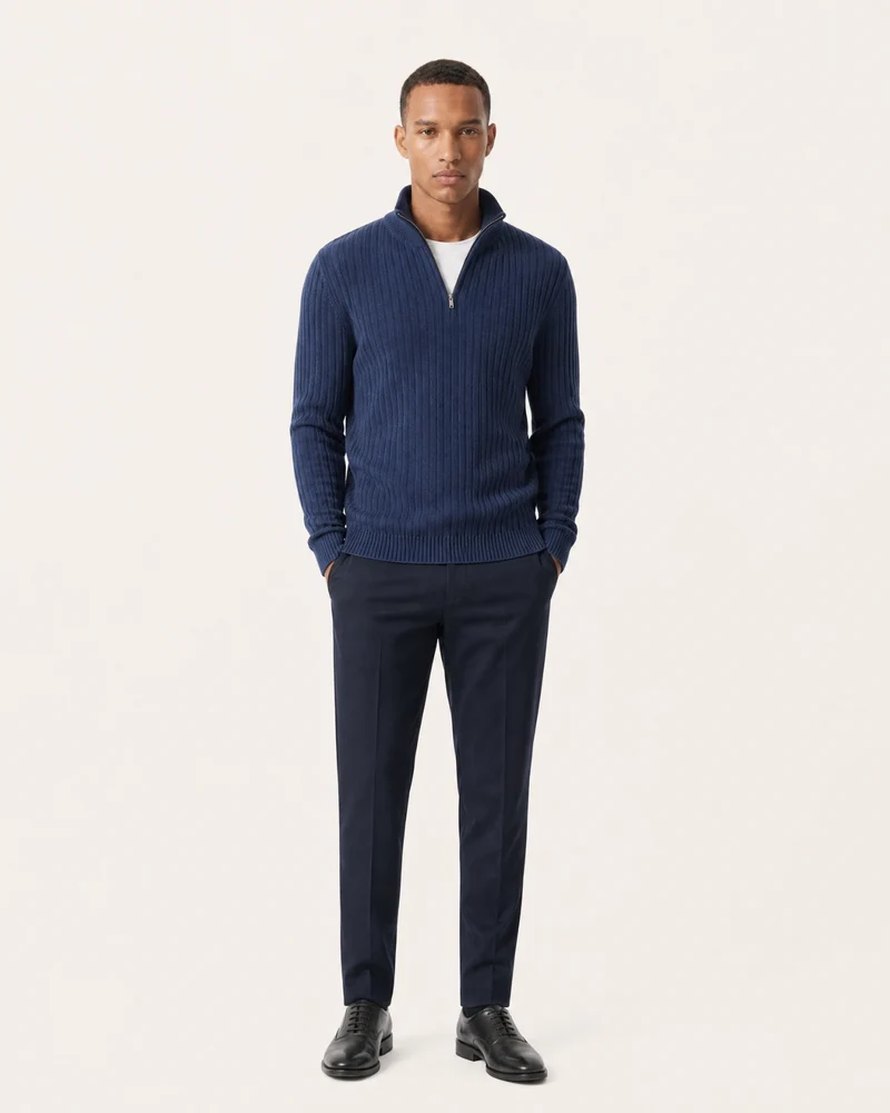 Cashmere Half-Zip Thick Cable Knit Knitwear