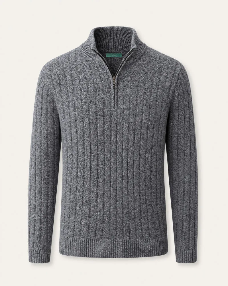 Cashmere Half-Zip Thick Cable Knit Knitwear