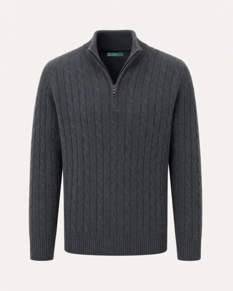 Cashmere Half-Zip Thick Cable Knit Knitwear