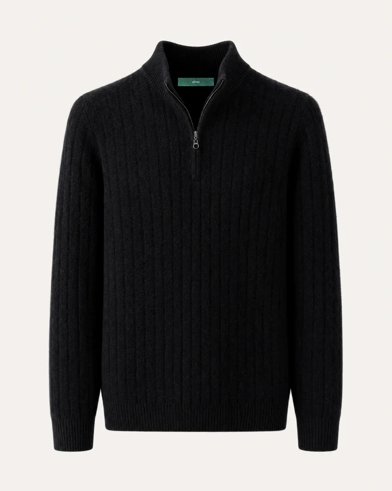 Cashmere Half-Zip Thick Cable Knit Knitwear