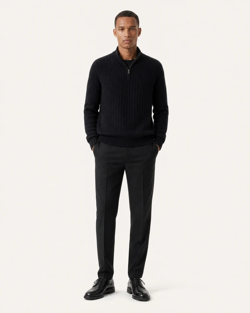 Cashmere Half-Zip Thick Cable Knit Knitwear