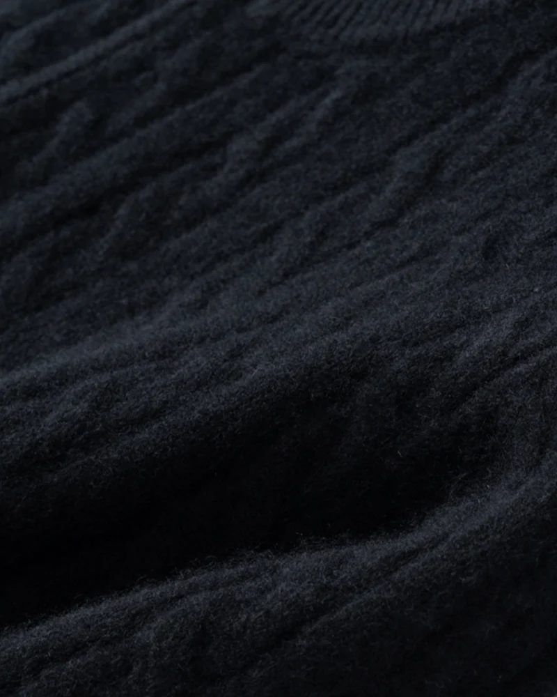 Cashmere Half-Zip Thick Cable Knit Knitwear