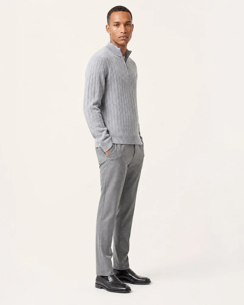 Cashmere Half-Zip Thick Cable Knit Knitwear