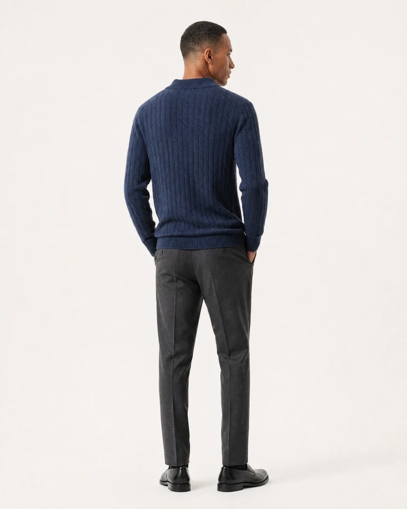 Cashmere Half-Zip Thick Cable Knit Knitwear