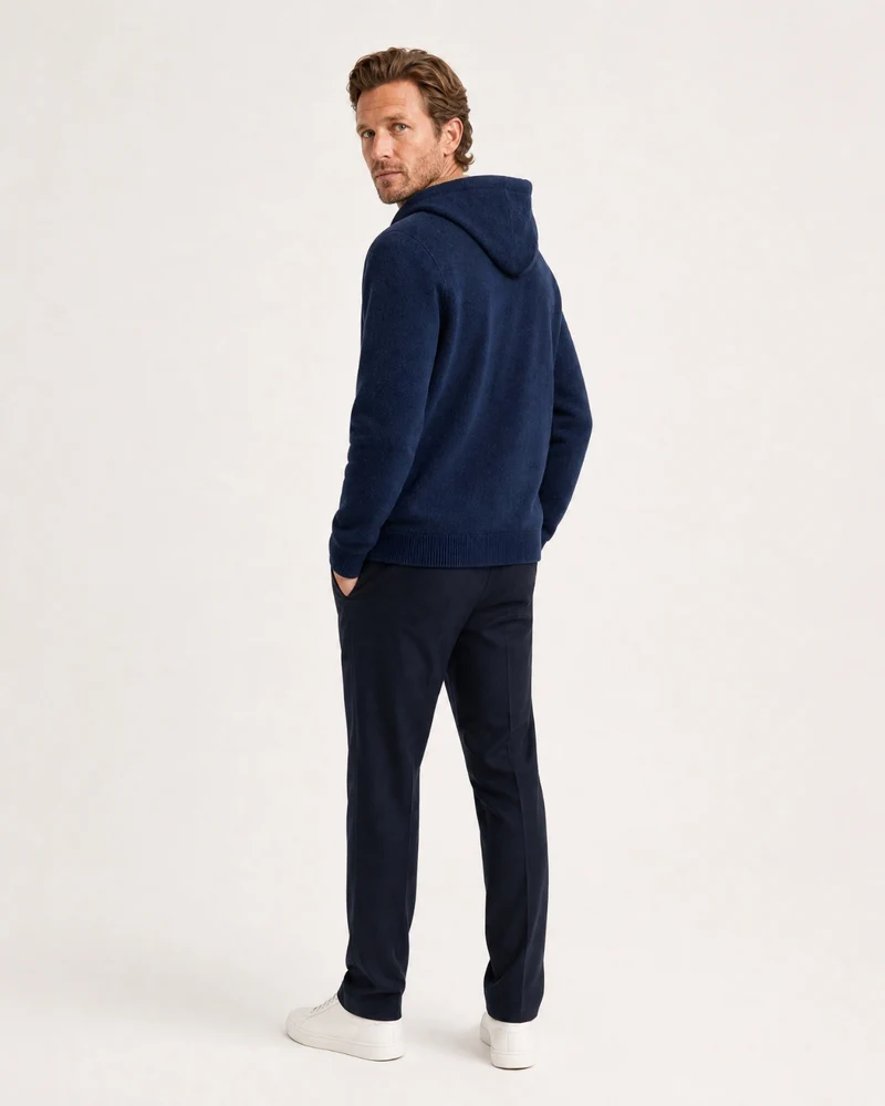 Cashmere Full-Zip Thickened Hooded Cardigan