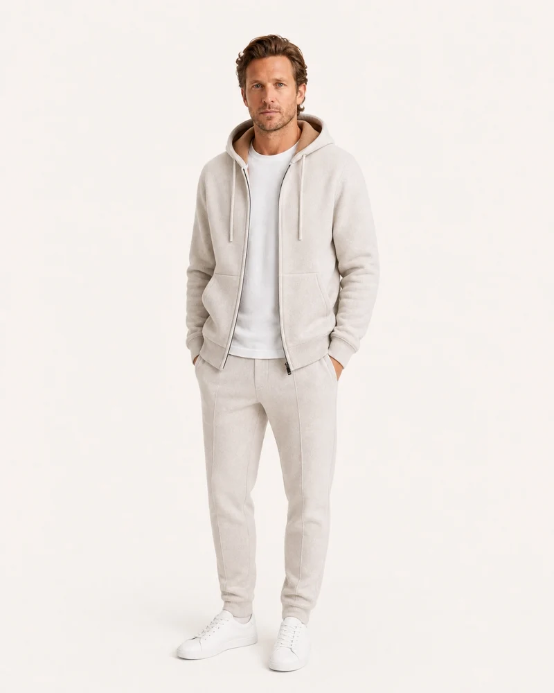 Cashmere Full-Zip Thickened Hooded Cardigan