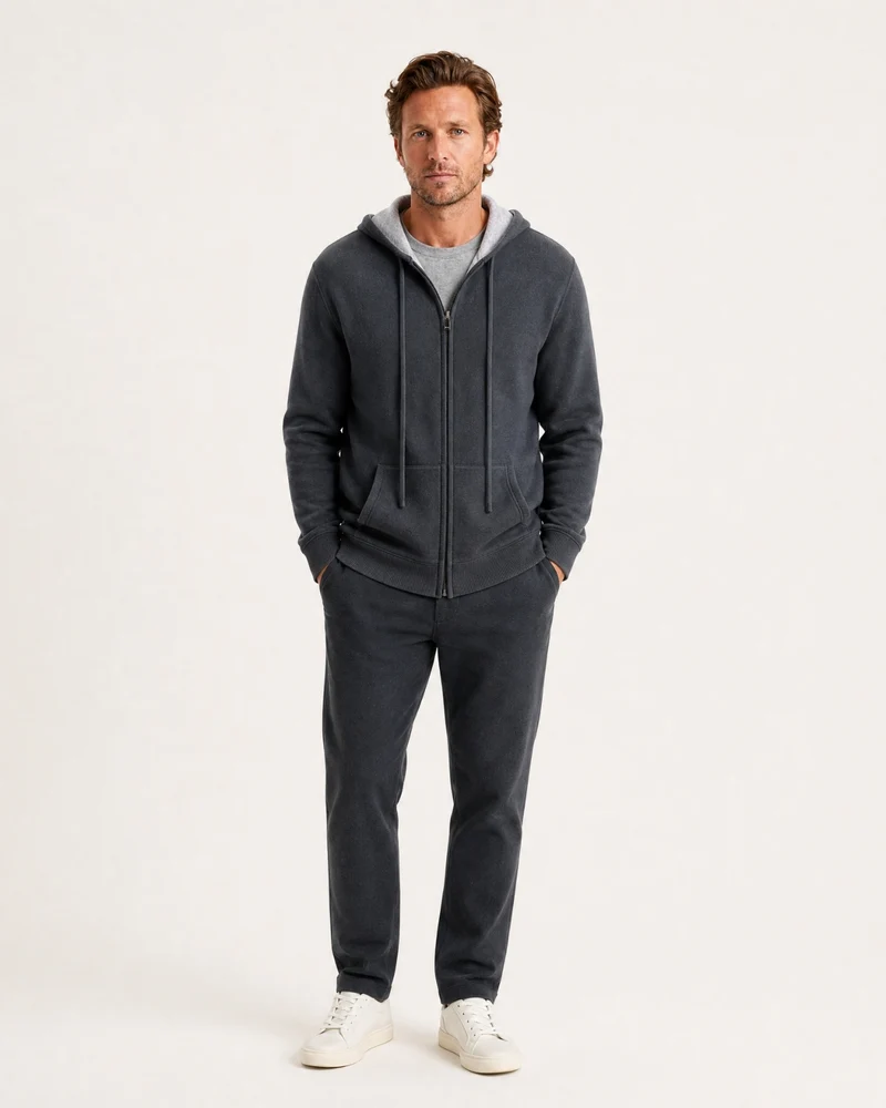 Cashmere Full-Zip Thickened Hooded Cardigan