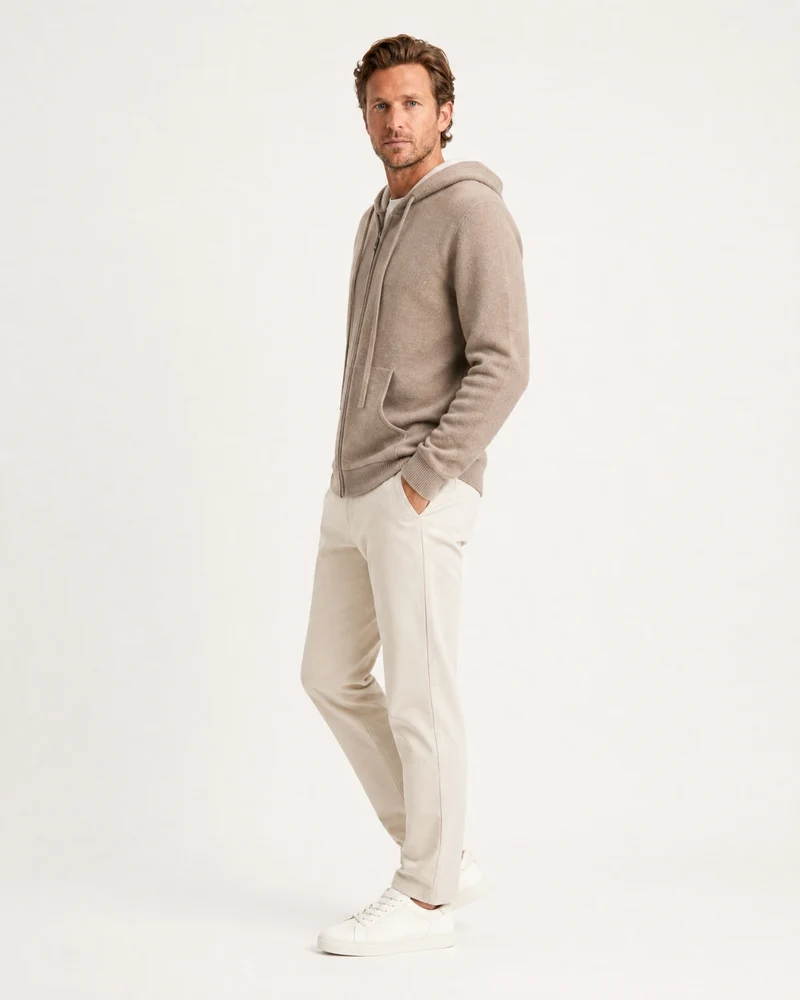 Cashmere Full-Zip Thickened Hooded Cardigan