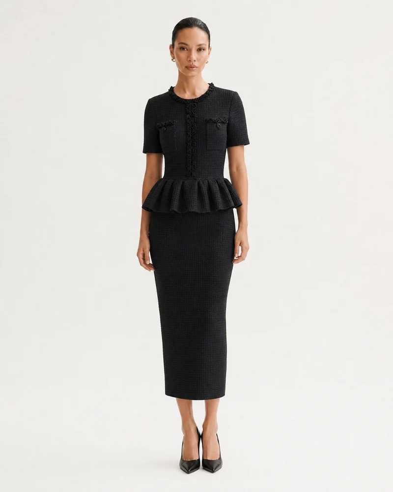 Embellished Short Sleeve Dress