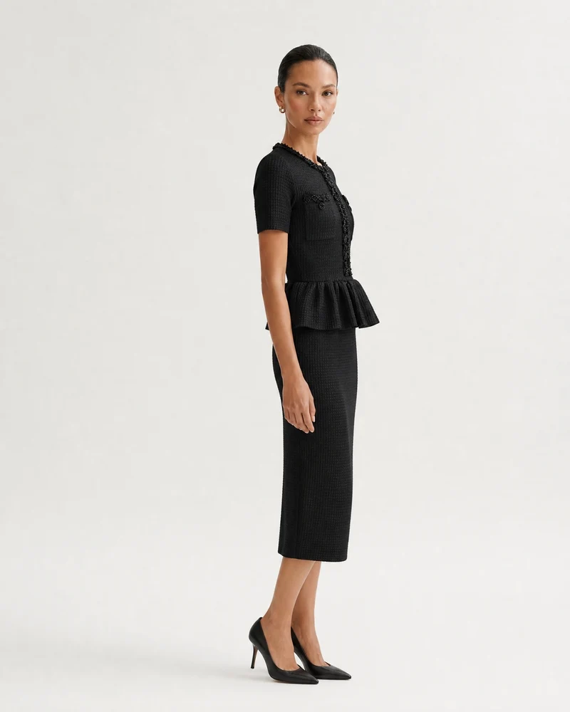 Embellished Short Sleeve Dress