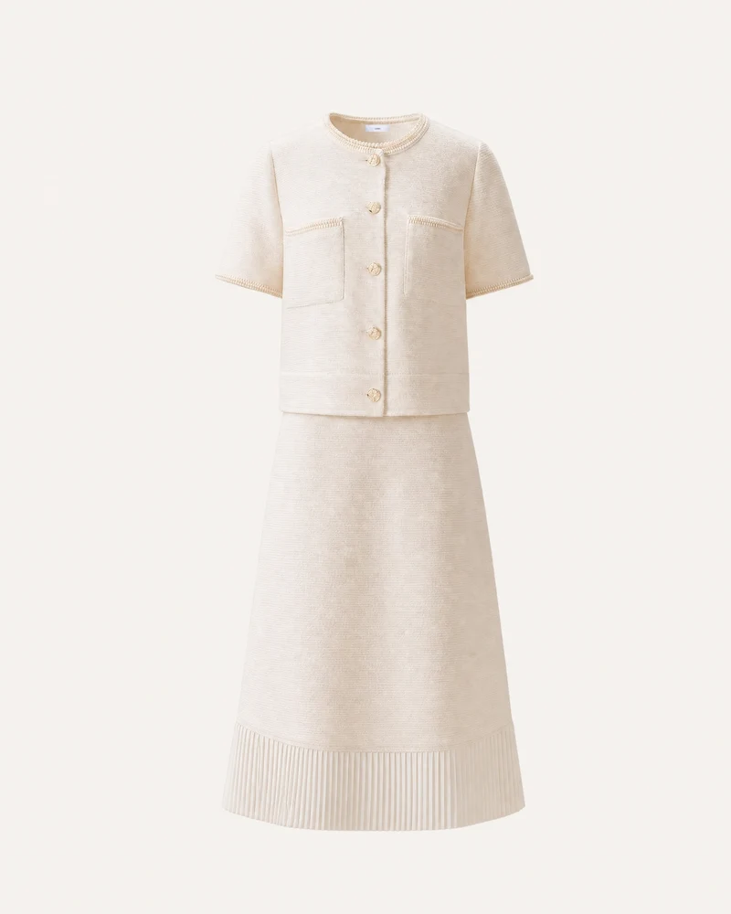 Hamptons Chic Set Top and Panelled Pleated Skirt