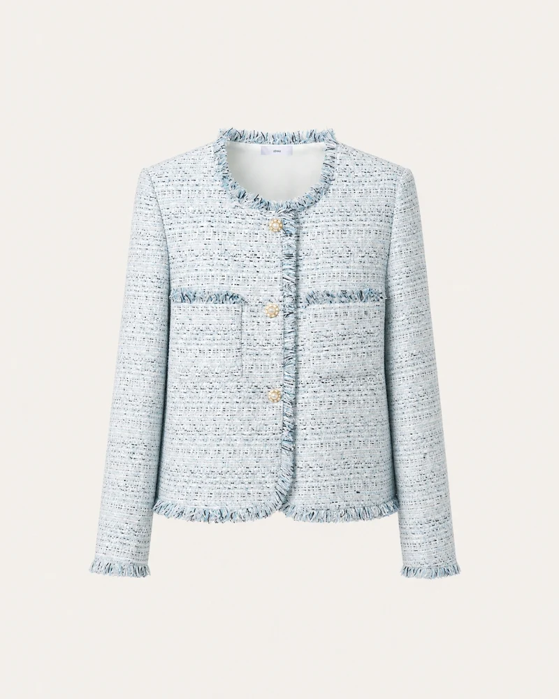Parisian Style Woven Tweed Cardigan Jacket